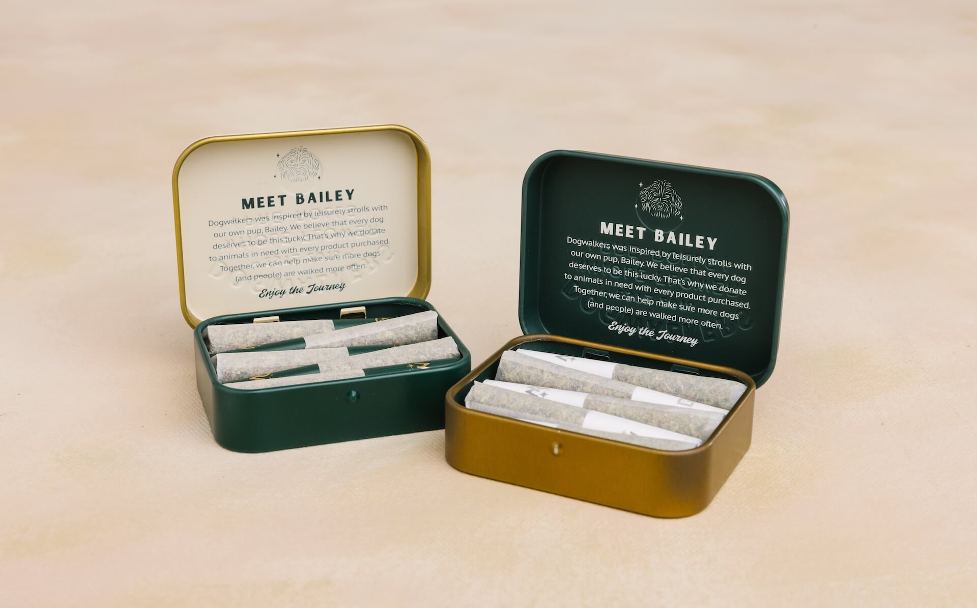 Two small boxes containing different types of tea